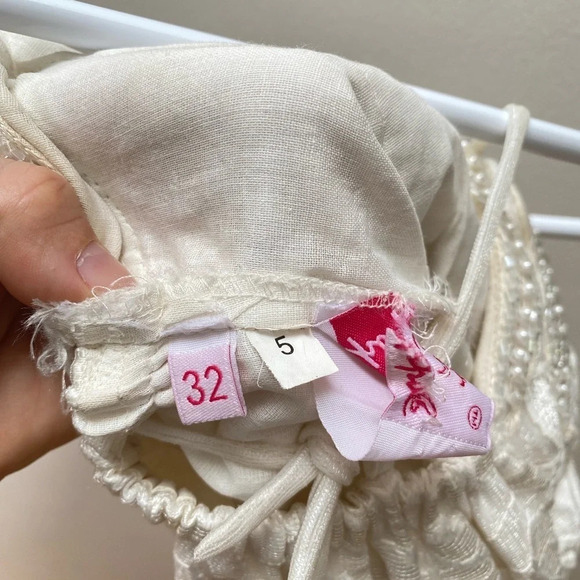 Vintage - 1980s Girl/Teen Cream Ivory Sequinned Halter Party Dress - Picture 3 of 8